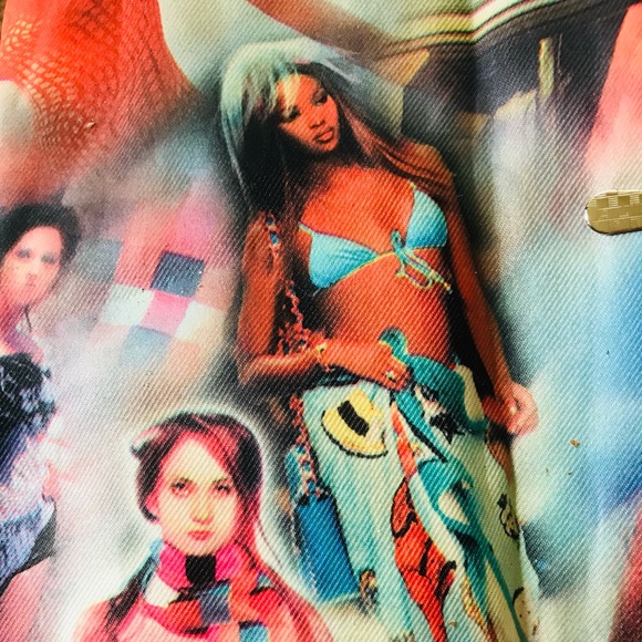 NWOT VINTAGE Y2K Runway SUPERMODEL Print Handbag PURSE - Picture 9 of 14